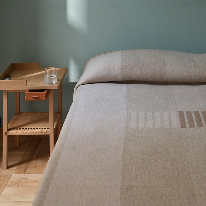 H Tape bed cover - Beige | Hermès USA